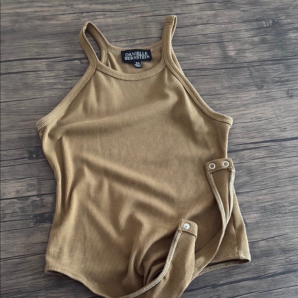 DANIELLE BERNSTEIN Ribbed Bodysuit - Brown